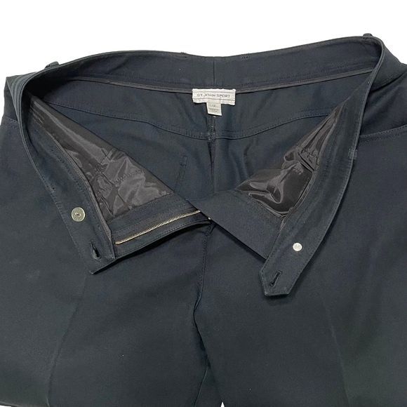 St John Sport Straight Black Crop Jeans Pants Metal Tag Logo 5 Pockets Size 12 - Picture 7 of 14